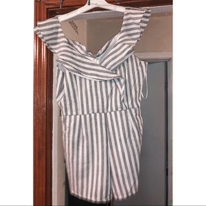 Ruffle sleeve striped romper! She + sky